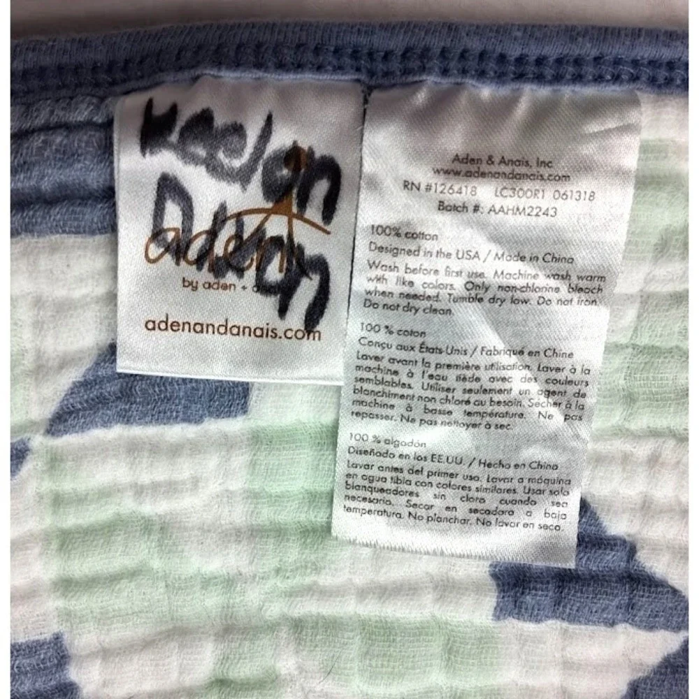 Aden + Anais Dream Blanket Airplane Pinwheel Blue Green‎ White Thicker 40x40 Boy